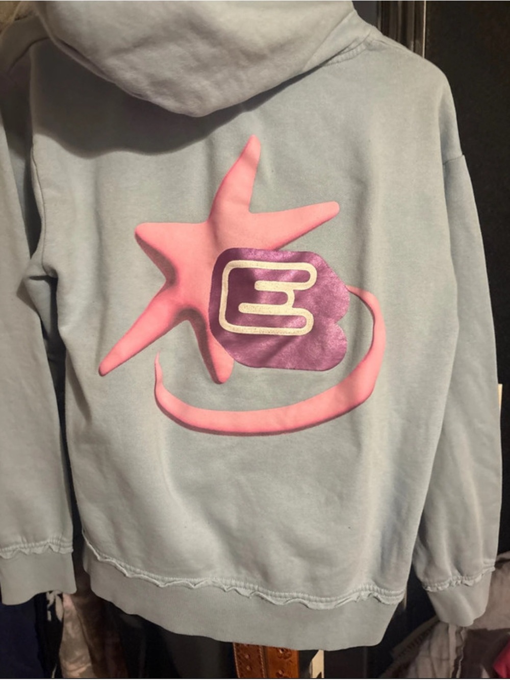 Empyre Light Blue Hoodie with Pink & Purple Star Graphic